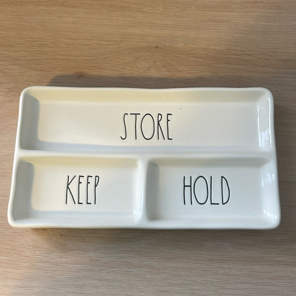 Rae Dunn Tray Organizer "Store Keep Hold